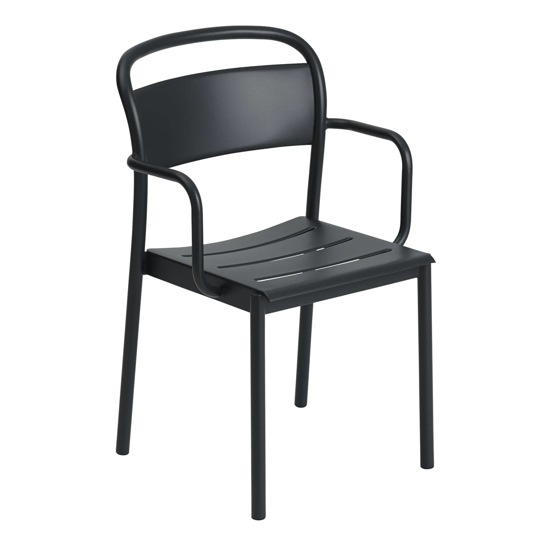 Linear Steel Armchairstol med armlener, Black Muuto