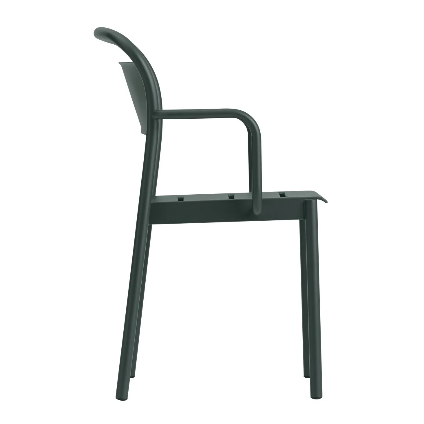 Linear Steel Armchairstol med armlener, Dark green Muuto
