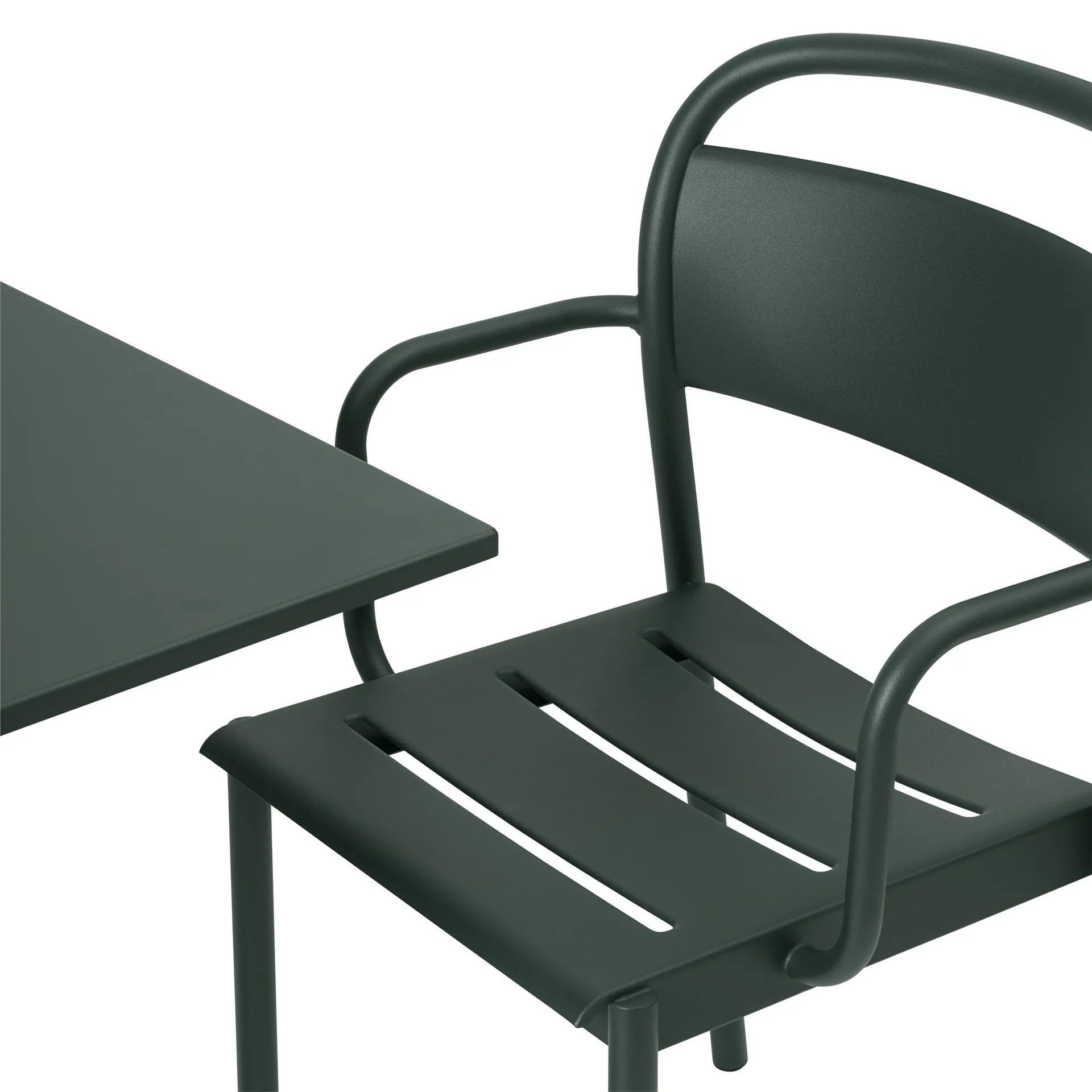 Linear Steel Armchairstol med armlener, Dark green Muuto