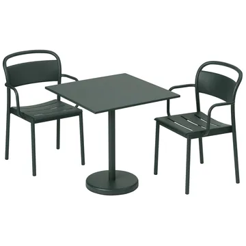 Linear Steel Armchairstol med armlener - Dark green - Muuto