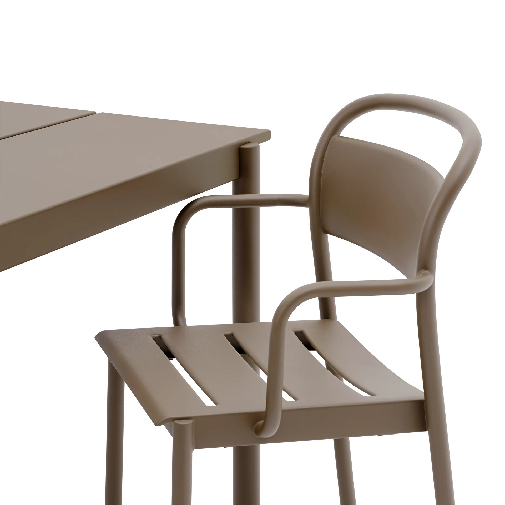 Linear Steel Armchairstol med armlener, Taupe Muuto