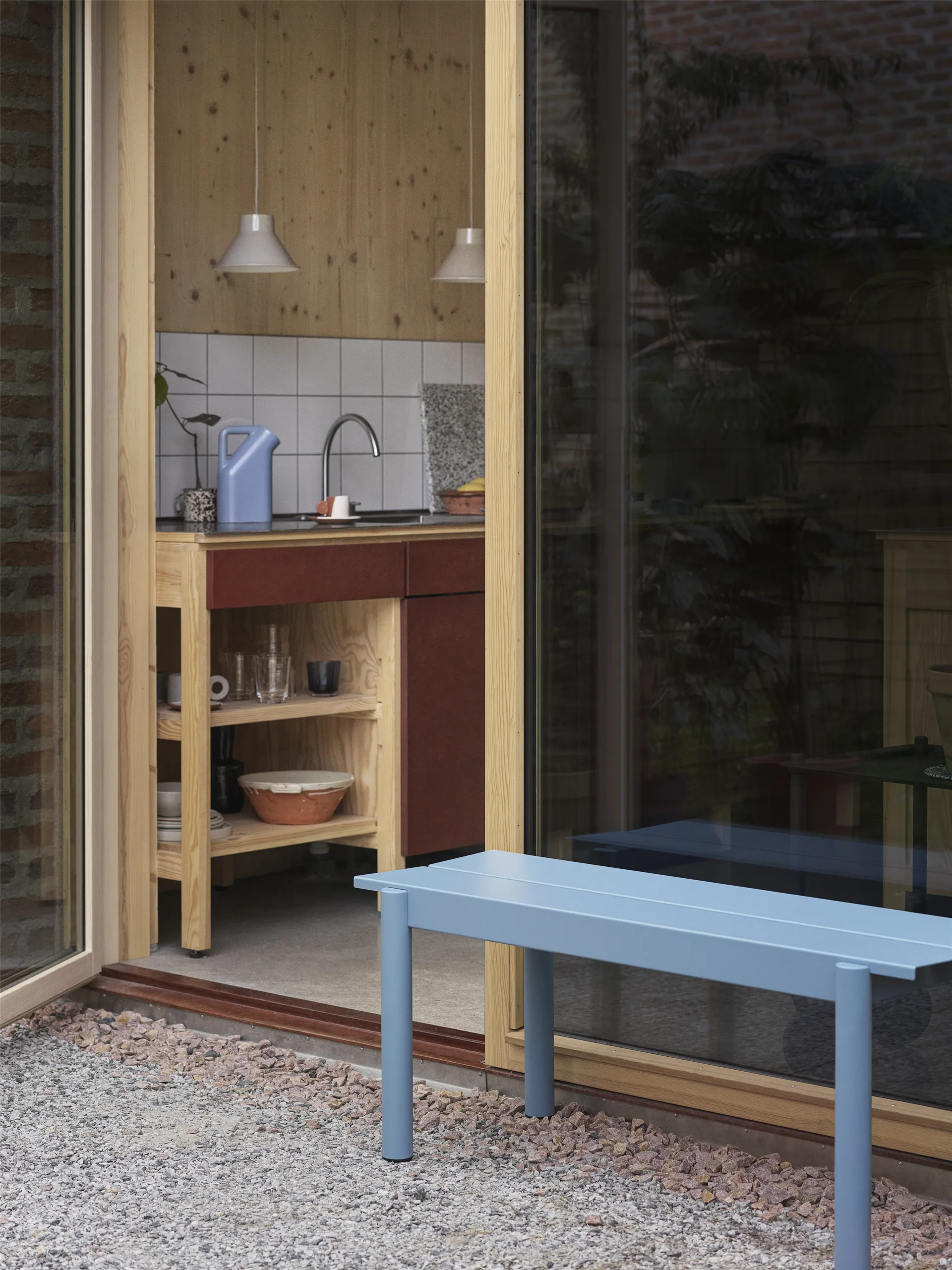 Linear Steel Bench benk 110x34 cm, Pale blue Muuto