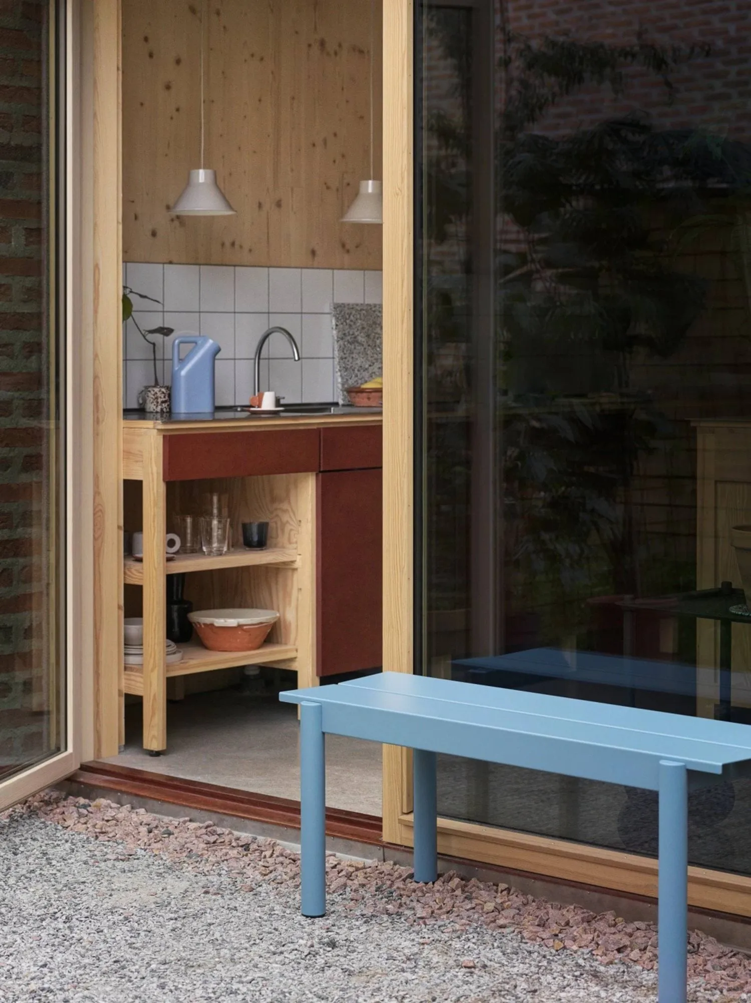 Linear Steel Bench benk 170x34 cm, Pale blue Muuto