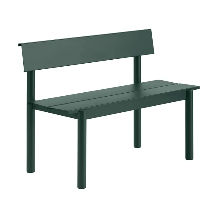 Linear Steel benk med ryggstøtte - Dark green, 110x34 cm - Muuto
