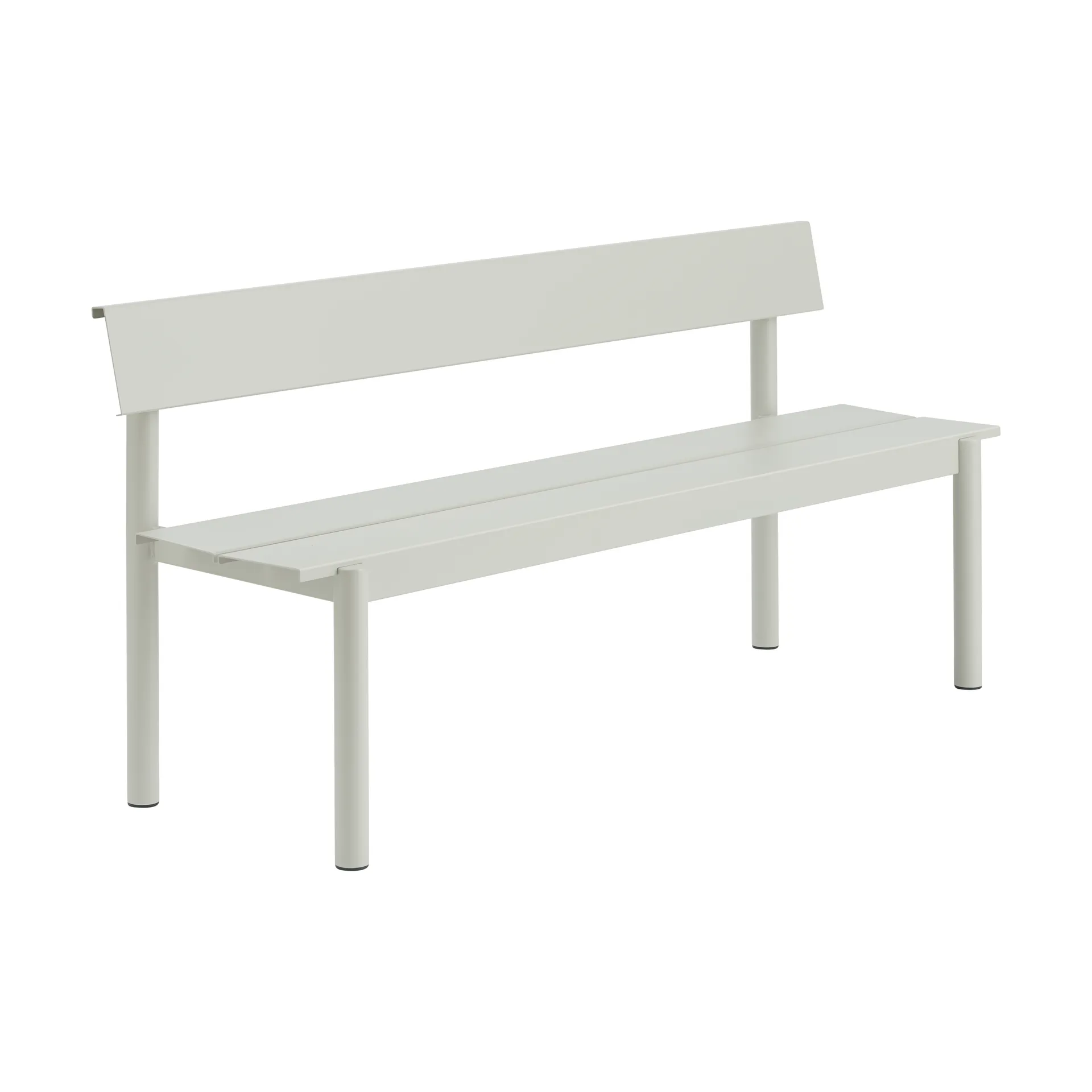 Linear Steel benk med ryggstøtte, Grey, 170x34 cm Muuto