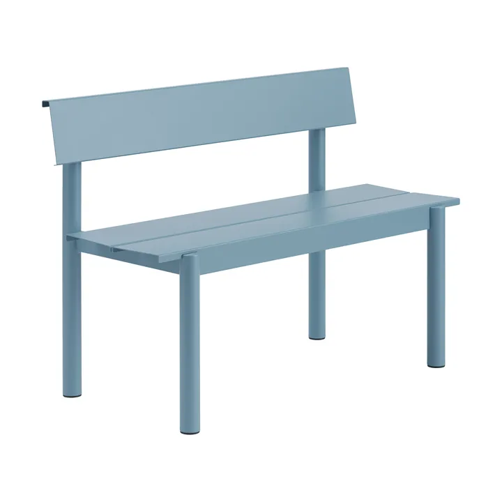 Linear Steel benk med ryggstøtte - Pale blue, 110x34 cm - Muuto