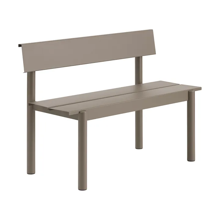 Linear Steel benk med ryggstøtte - Taupe, 110x34 cm - Muuto