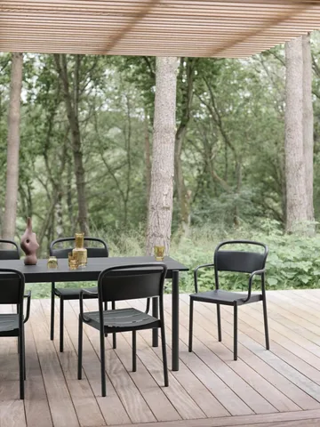 Linear steel table bord 220 x 90 cm - Black (RAL 7021) - Muuto