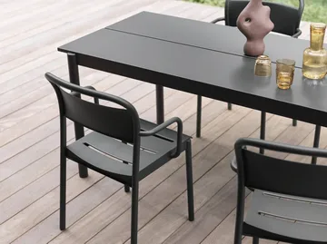 Linear steel table bord 220 x 90 cm - Black (RAL 7021) - Muuto