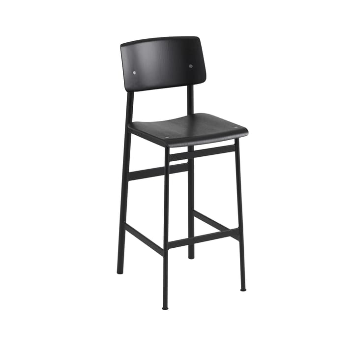 Loft barstol - black, høy, sort stålstativ - Muuto
