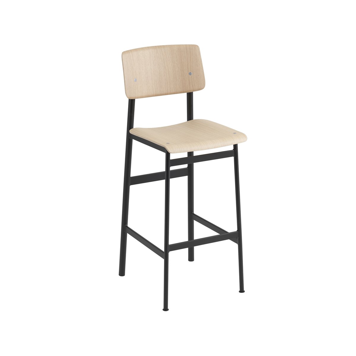 Bilde av Muuto Loft barstol oak høy sort stålstativ
