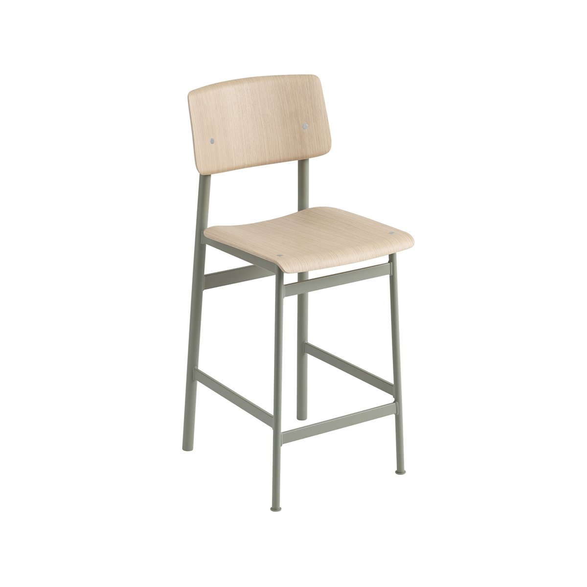 Bilde av Muuto Loft barstol oak lav dusty green stålstativ