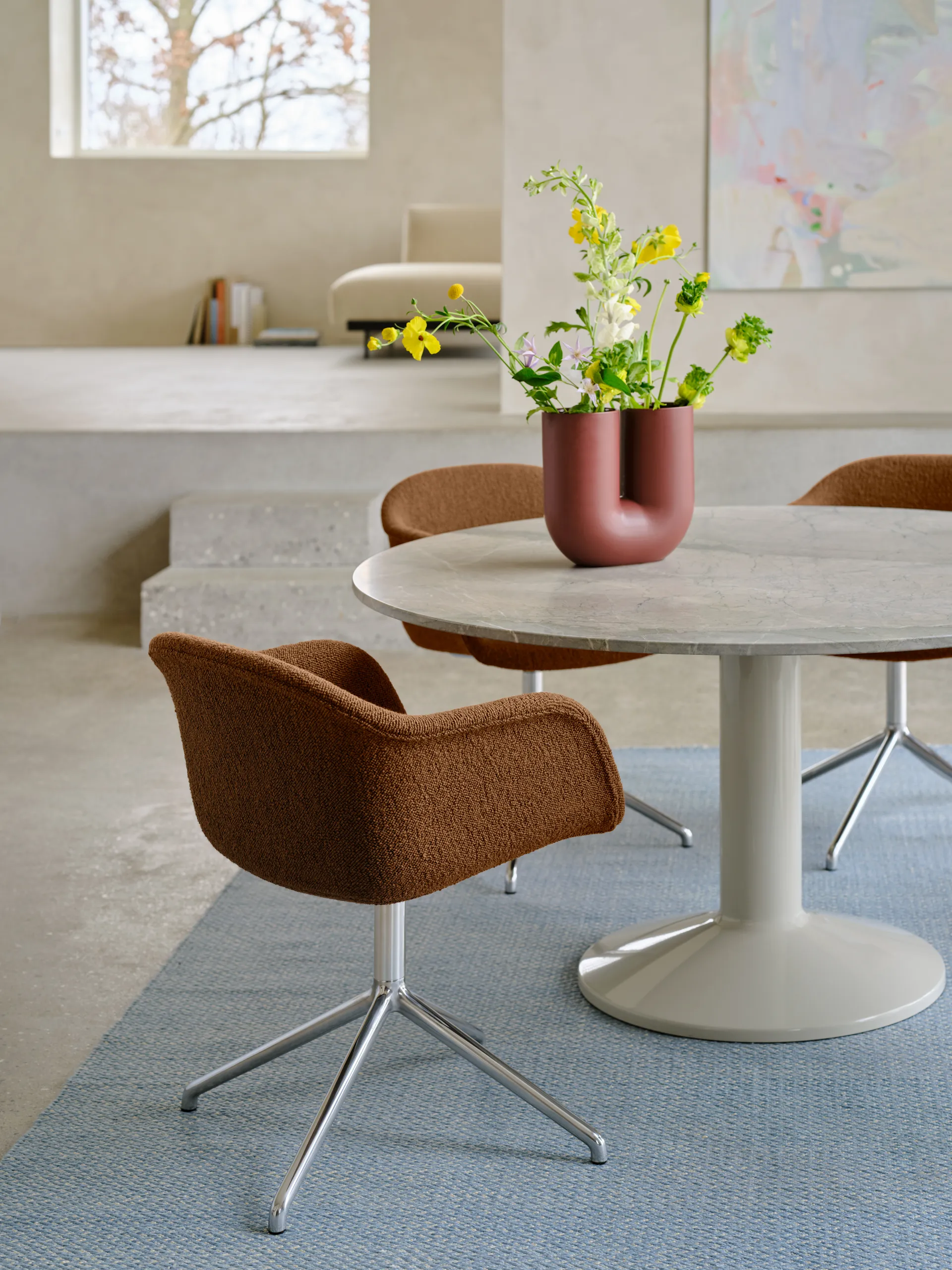 Midst søylebord Ø140 cm, Grey marble-grey Muuto