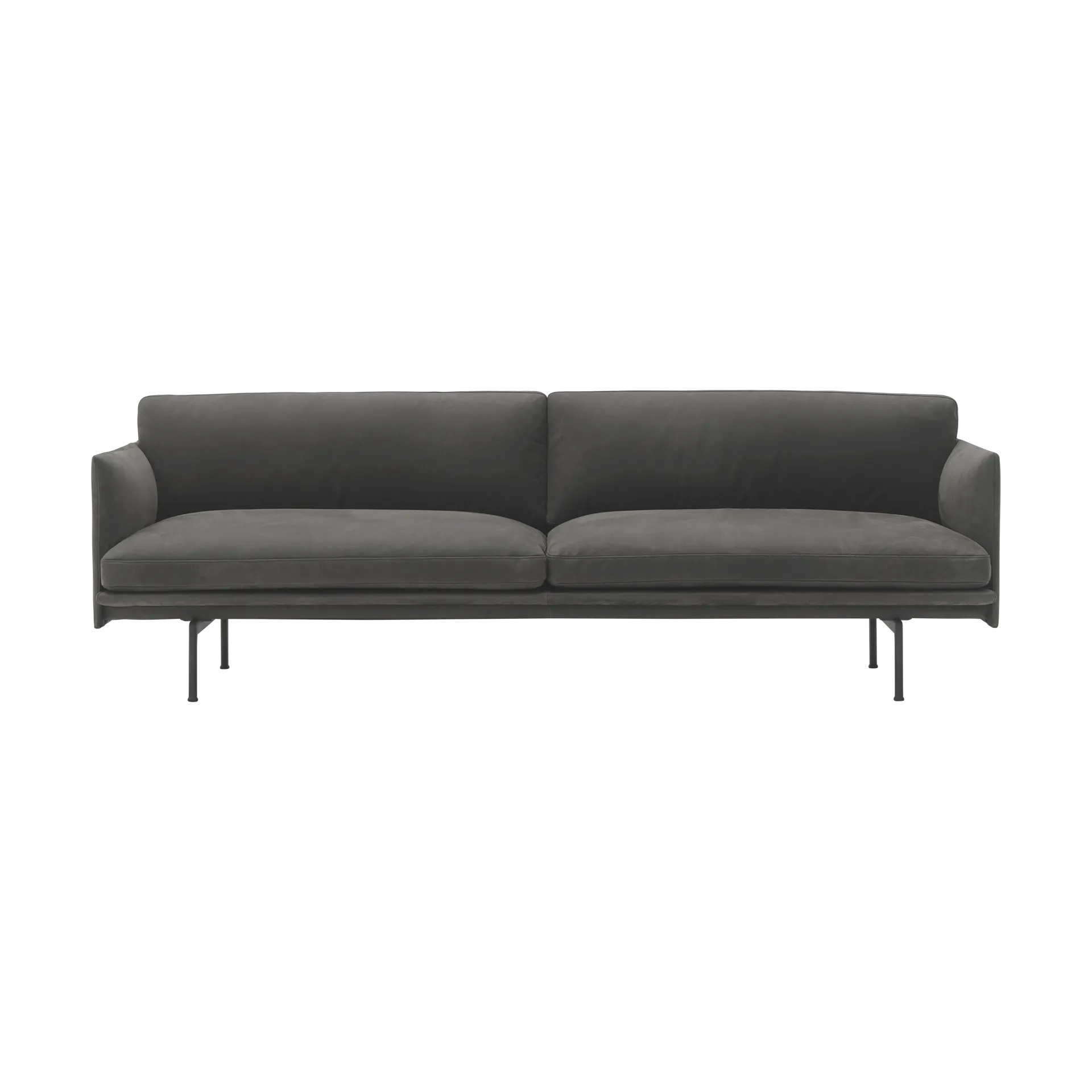 Outline 3-seters sofa skinn, Grace leather Camel-svarte ben Muuto
