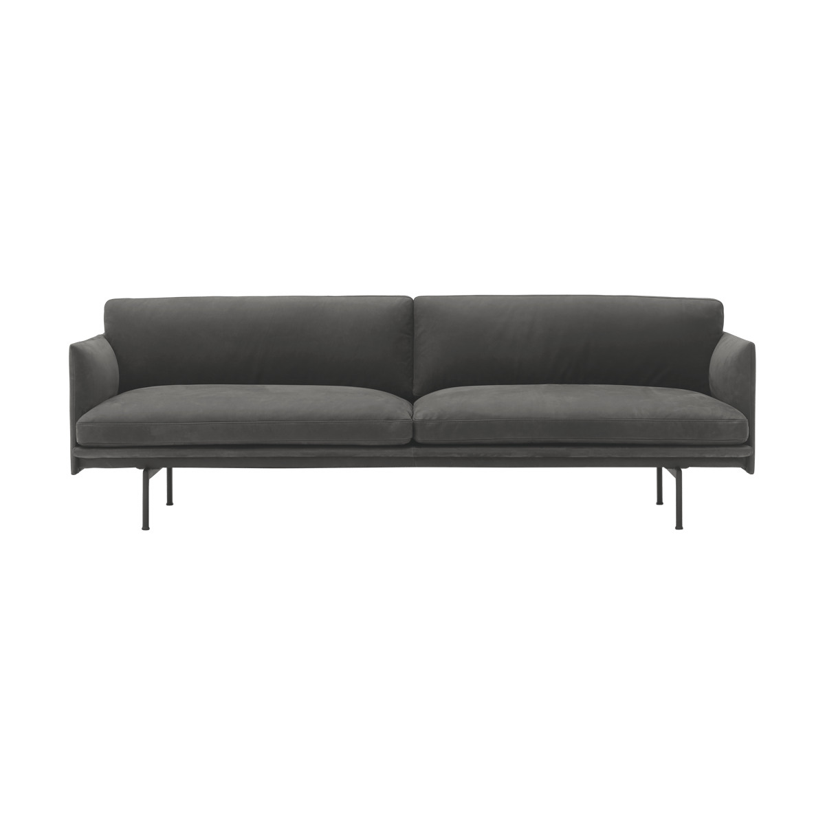 Muuto Outline 3-seters sofa skinn Grace leather Camel-svarte ben
