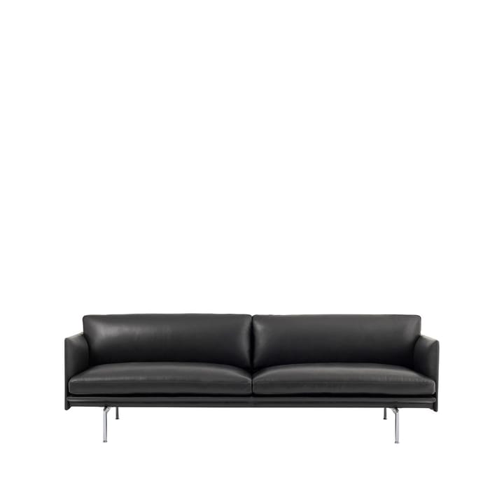 Outline 3-seters sofa skinn - Refine svart-aluminiumsben - Muuto