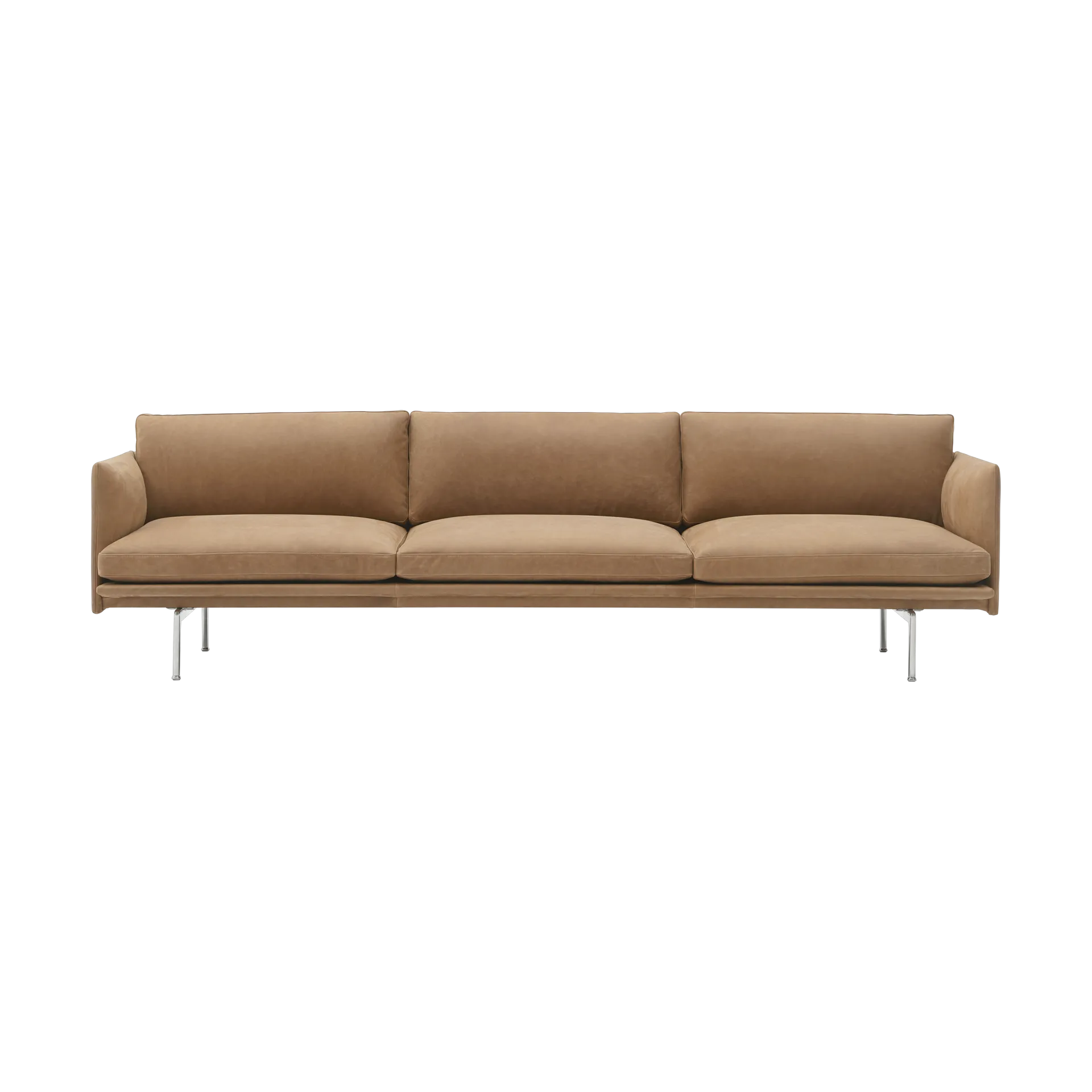 Outline 3,5-seters sofa polished alu, Grace leather Camel Muuto