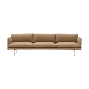 Outline 3,5-seters sofa polished alu - Grace leather Camel - Muuto