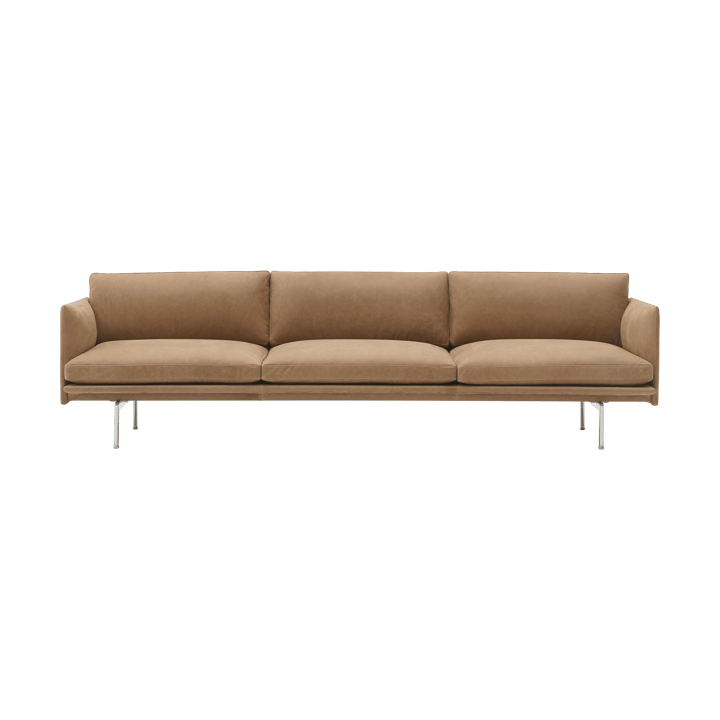 Outline 3,5-seters sofa polished alu - Grace leather Camel - Muuto