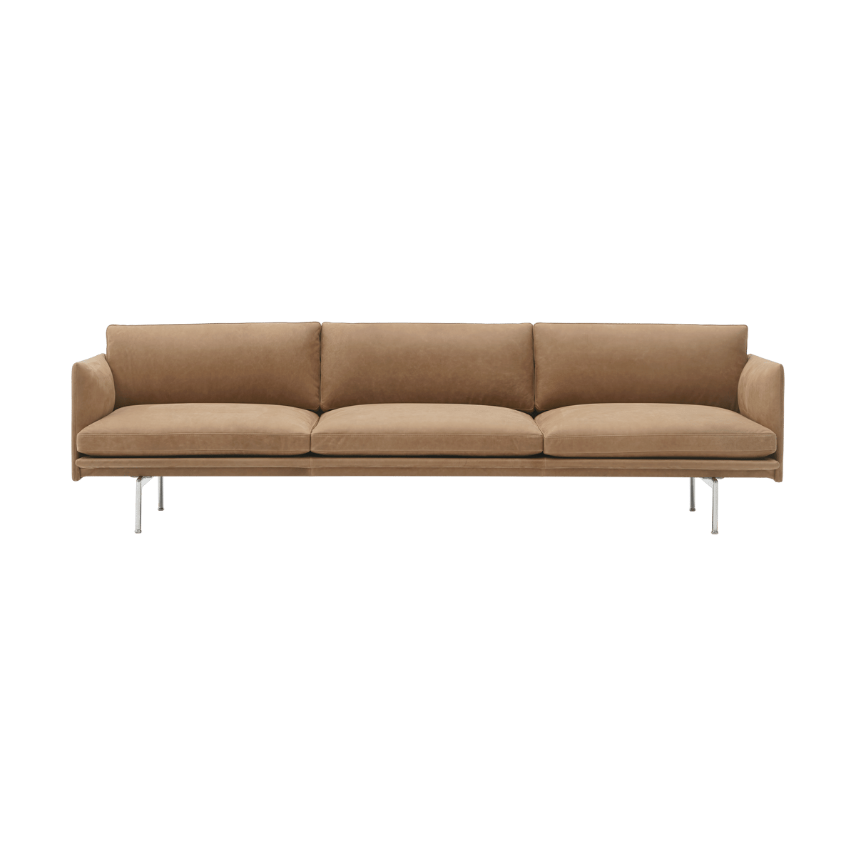 Muuto Outline 3,5-seters sofa polished alu Grace leather Camel