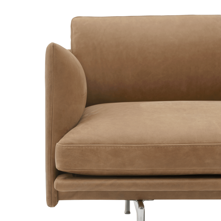 Outline 3,5-seters sofa polished alu, Grace leather Camel Muuto