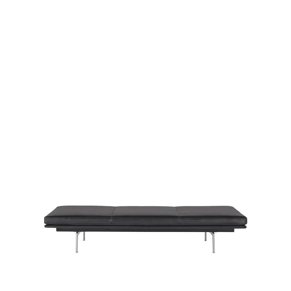 Outline dagseng, Refine leather black-Aluminium Muuto