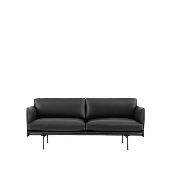 Outline sofa 2-seter - Refine leather black-Black - Muuto