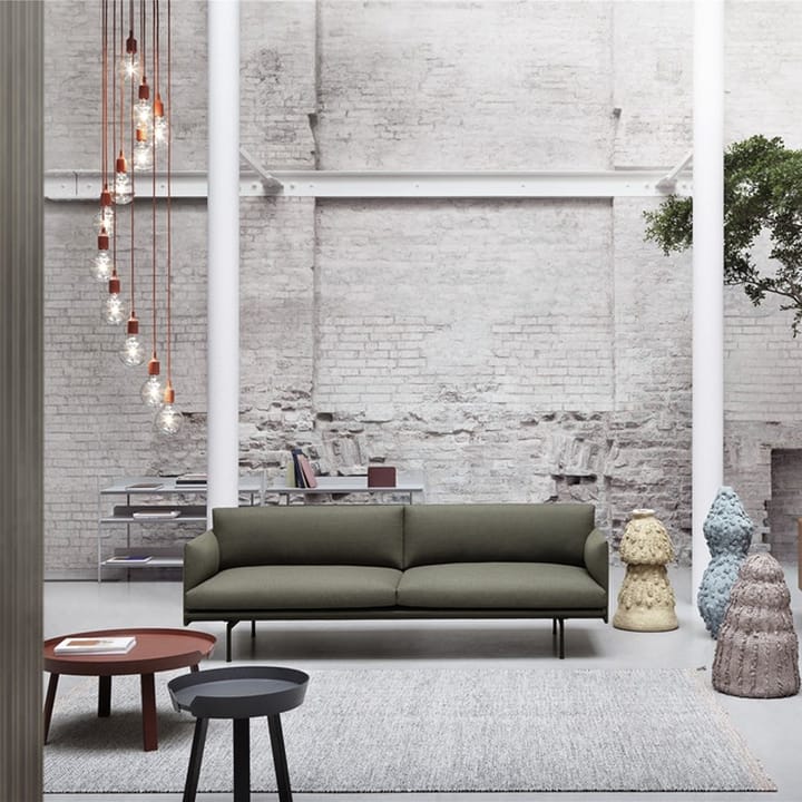 Outline sofa 2-seter, Refine leather black-Black Muuto
