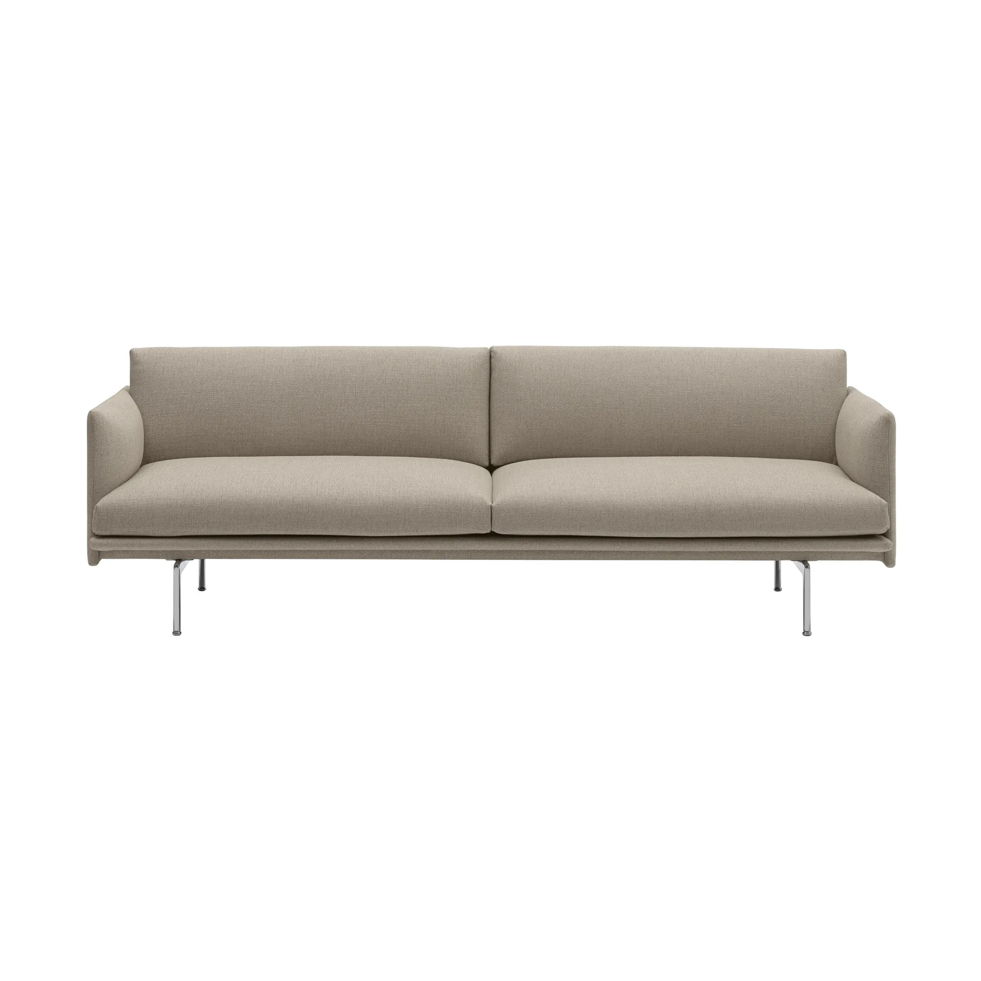 Outline sofa 3-seter tekstil, Ecriture 240-Polished Aluminium Muuto