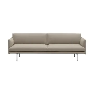 Outline sofa 3-seter tekstil - Ecriture 240-Polished Aluminium - Muuto
