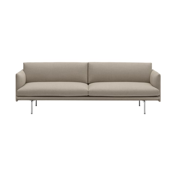 Outline sofa 3-seter tekstil - Ecriture 240-Polished Aluminium - Muuto