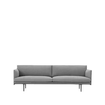 Outline sofa 3-seter tekstil - tekstil fiord 151 grey, sorte ben - Muuto