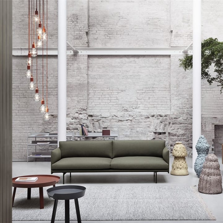 Outline sofa 3-seter tekstil - tekstil fiord 151 grey, sorte ben - Muuto