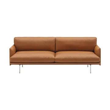 Outline Soft sofa - Refine Leather Cognac-aluminiumsben, 3-seter - Muuto