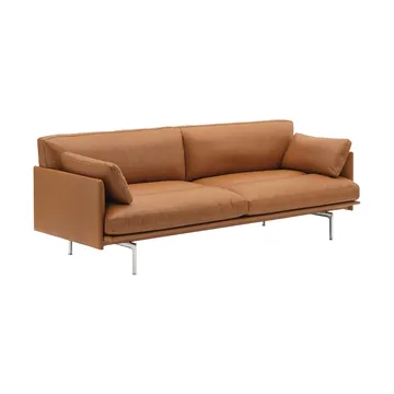 Outline Soft sofa - Refine Leather Cognac-aluminiumsben, 3-seter - Muuto