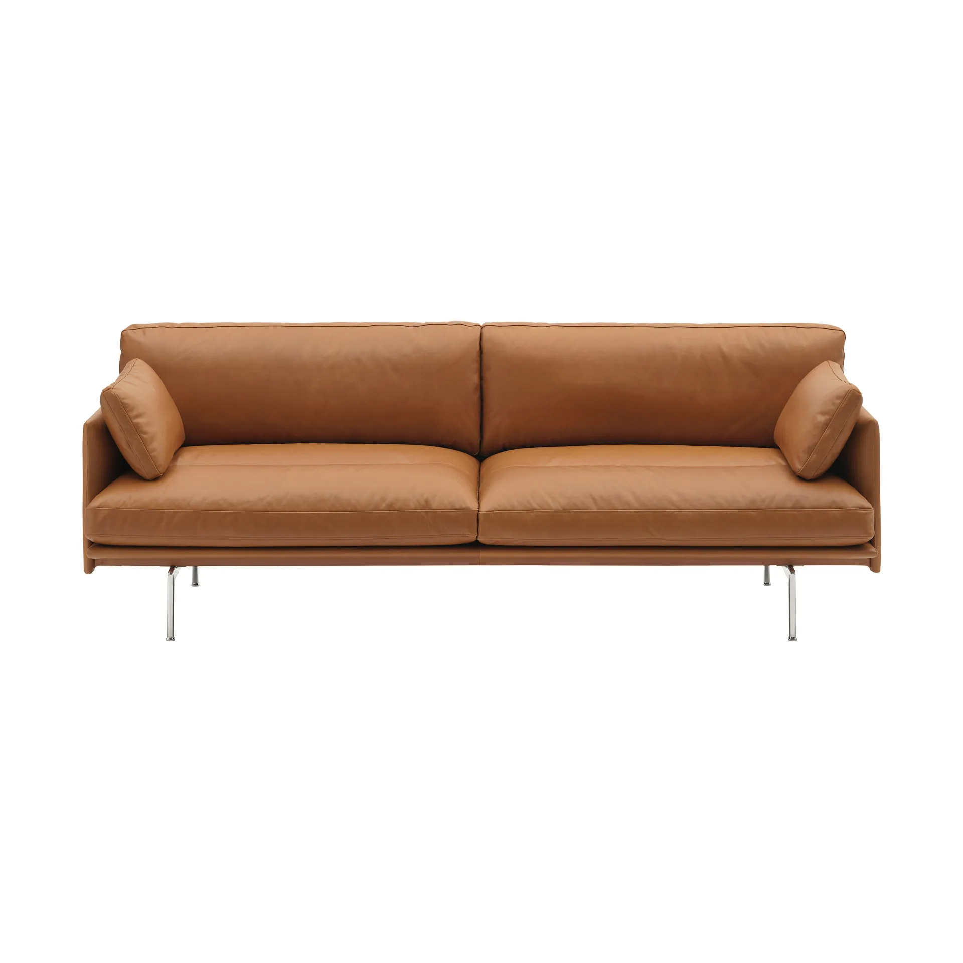 Outline Soft sofa, Refine Leather Cognac-aluminiumsben, 3-seter Muuto
