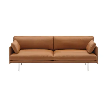 Outline Soft sofa - Refine Leather Cognac-aluminiumsben, 3-seter - Muuto