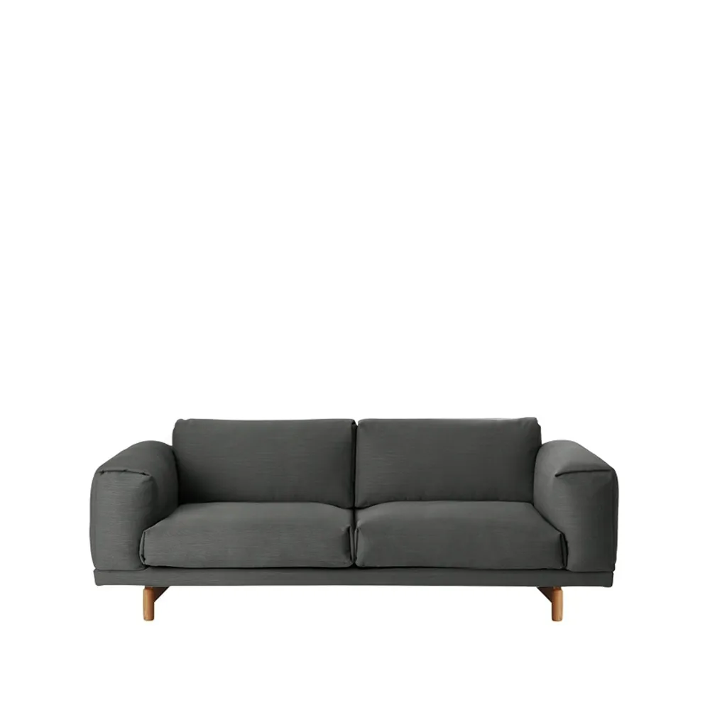 Rest sofa, 2-seter tekstil remix 163 grey, eikeben Muuto