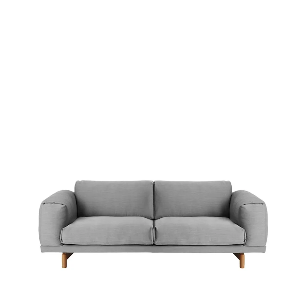 Rest sofa, 2-seter tekstil steelcut trio ii 133 light grey, eikeben Muuto