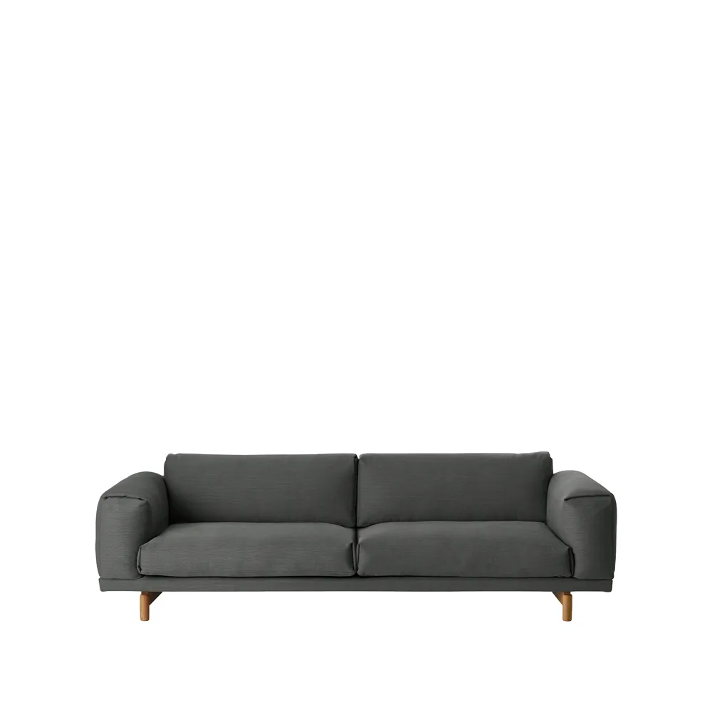 Rest sofa, 3-seter tekstil remix 163 grey, eikeben Muuto