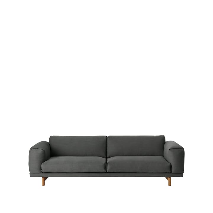 Rest sofa - 3-seter tekstil remix 163 grey, eikeben - Muuto