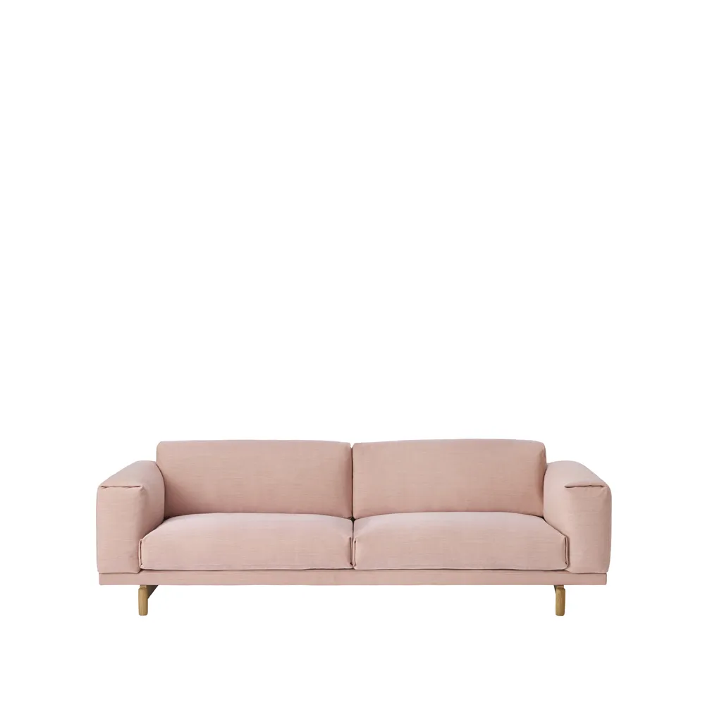 Rest sofa, 3-seter tekstil steelcut trio 515 rose, eikeben Muuto