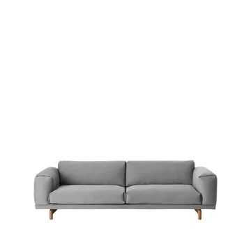 Rest sofa - 3-seter tekstil steelcut trio ii 133 light grey, eikeben - Muuto