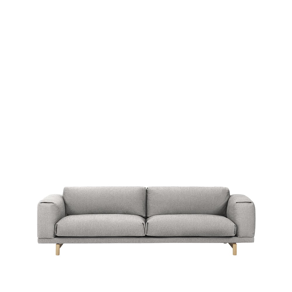 Muuto Rest sofa 3-seter tekstil vancouver 14 light grey, eikeben