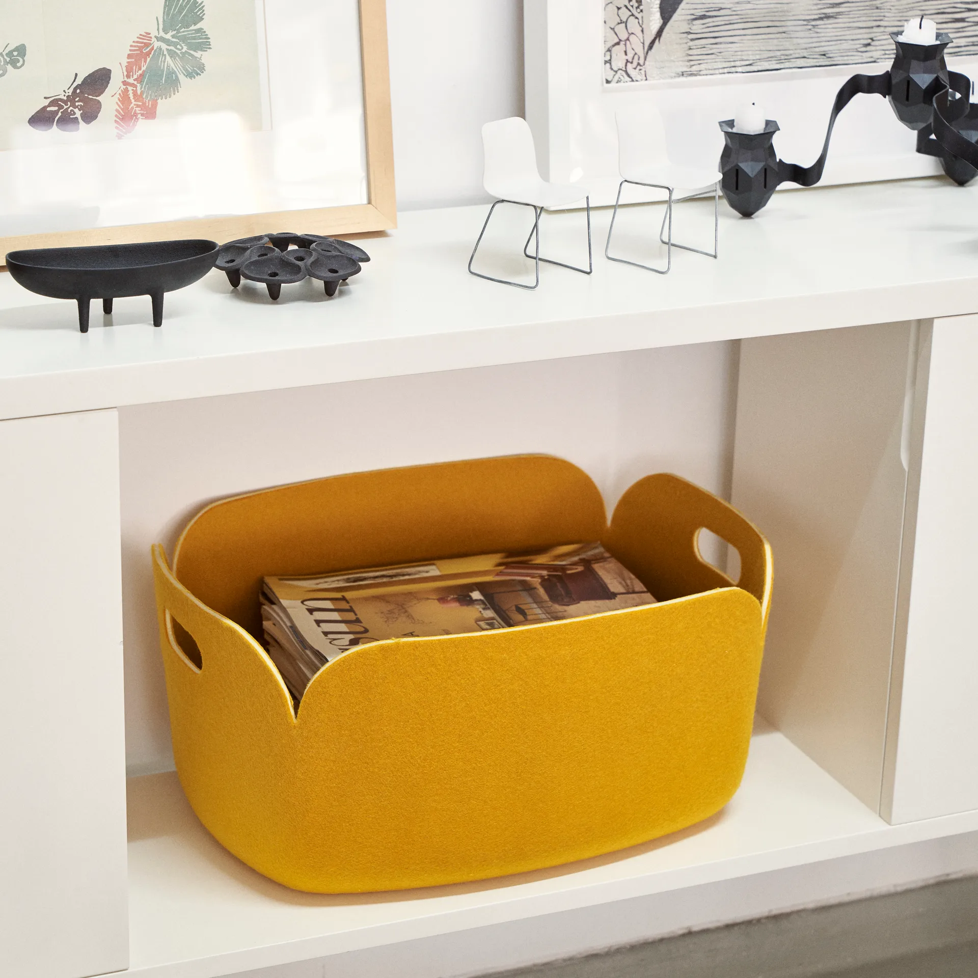 Restore oppbevaringskurv, gul Muuto