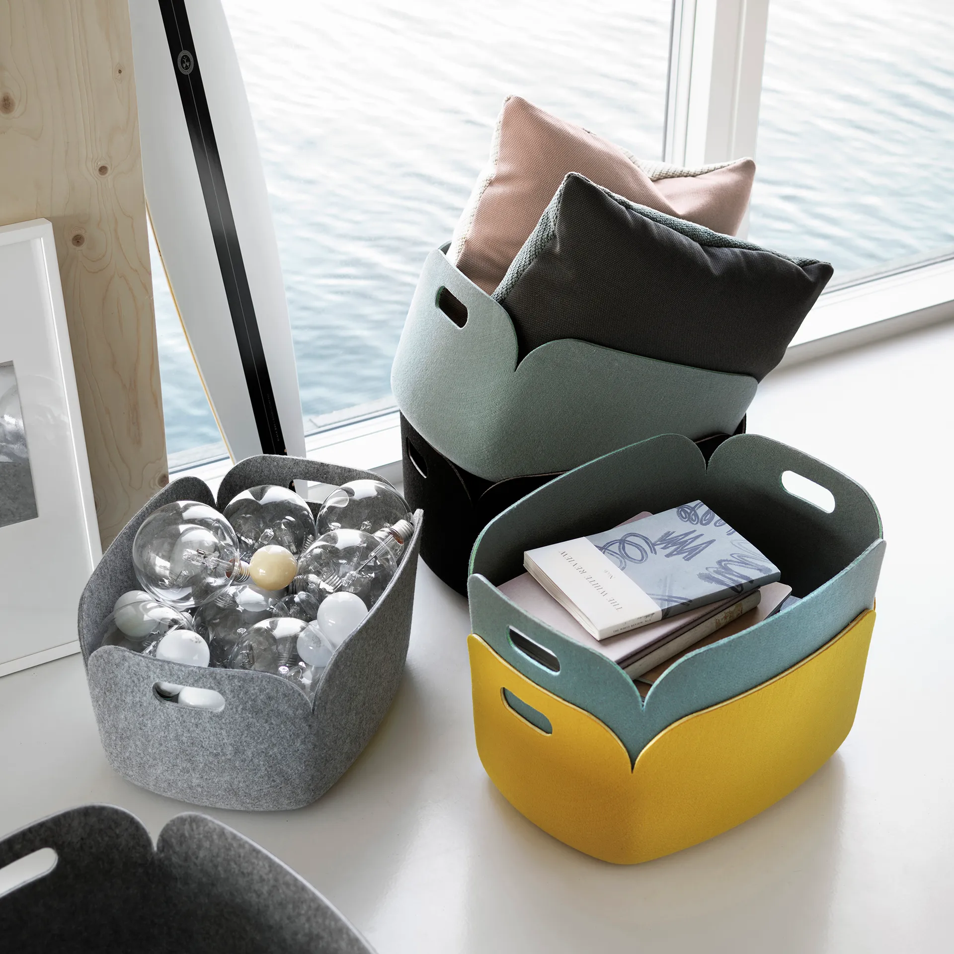 Restore oppbevaringskurv, gul Muuto