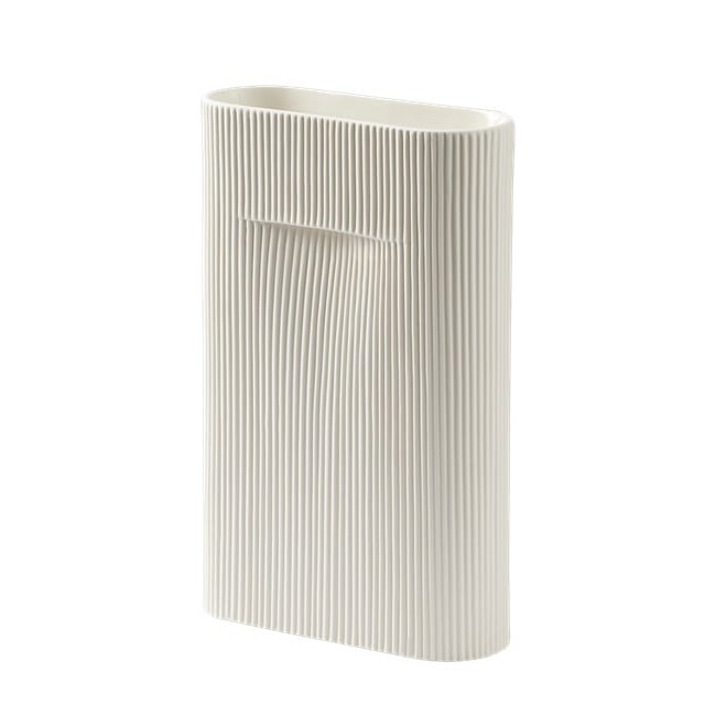 Ridge vase 35 cm Off white