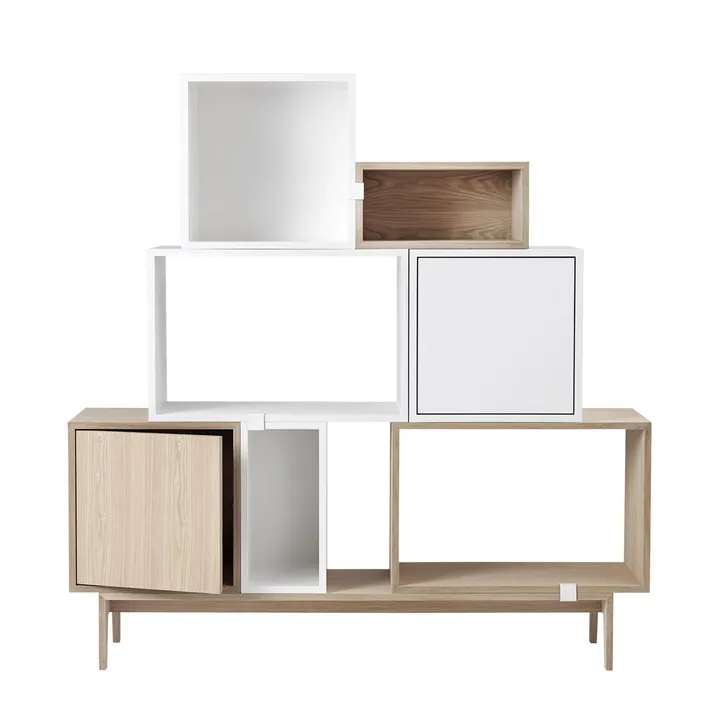Stacked oppbevaringssystem med dør, medium - hvit - Muuto