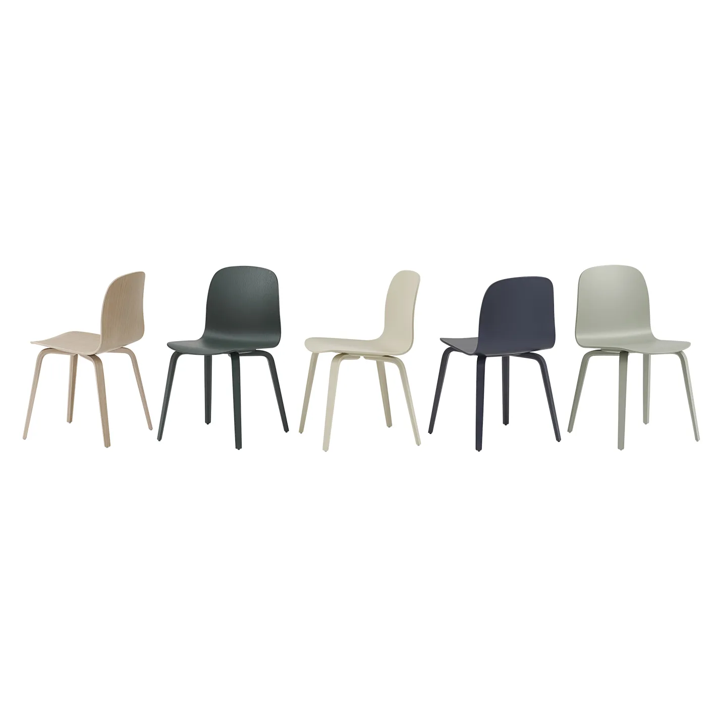 Visu Chair stol understell av tre, Dark green Muuto