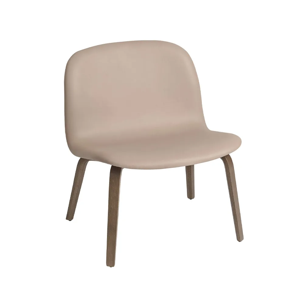 Visu loungestol trukket stol, Refine leather beige-Brown oak Muuto
